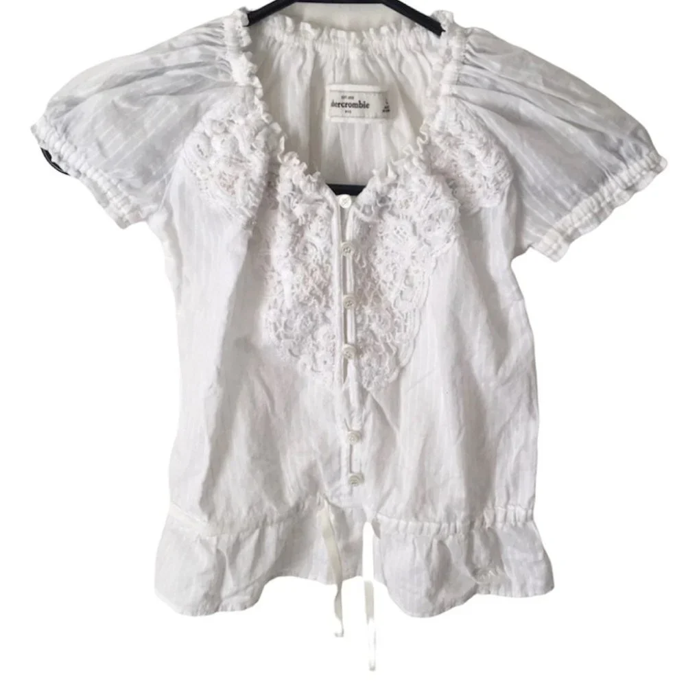 ABERCROMBIE KIDS GIRLS WHITE TOP - Picture 1 of 3